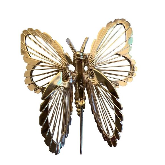 Monet Butterfly Brooch White Gold Vintage Unique Light Discreetly Elegant - Picture 2 of 13